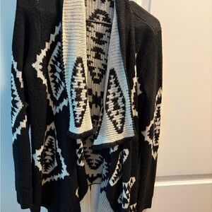 Jack by BB Dakota Black and Cream Geometric Cardigan